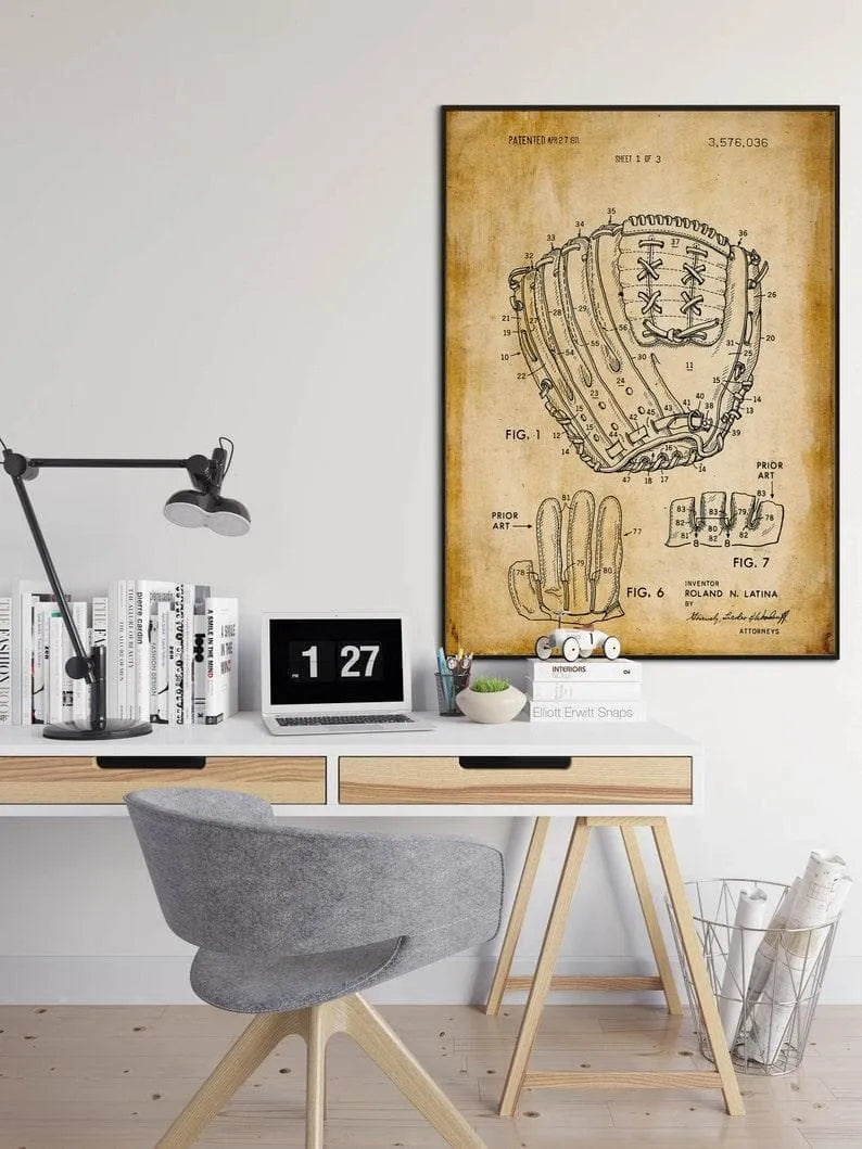 Baseball Glove Patent Print| Framed Art Print