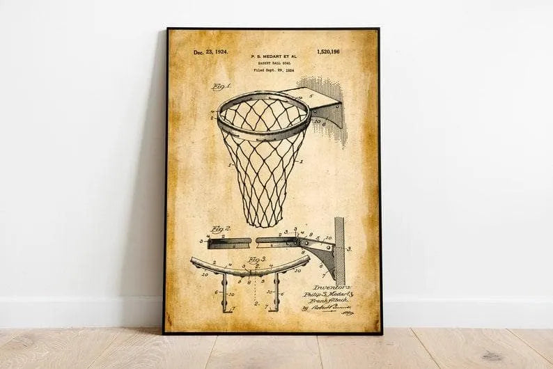 Basketball Patent Print| Framed Art Print 