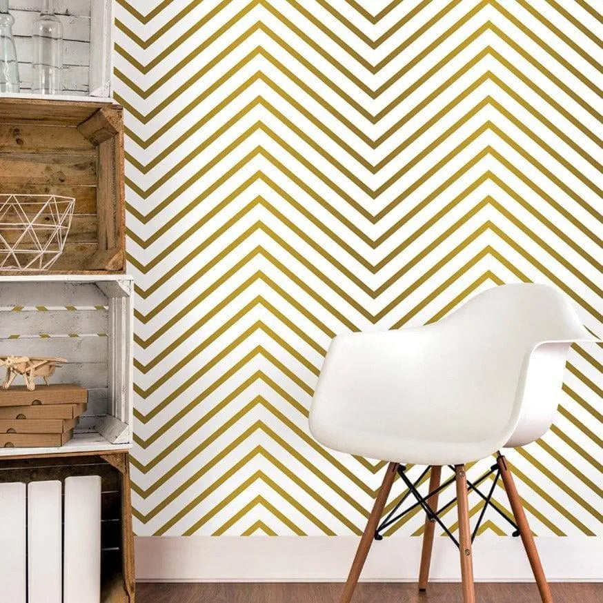 Gold Zigzag Chevron Removable Wallpaper