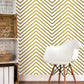 Beige Acrylic Brush Strokes Self Adhesive Decal Wall Mural Gold Zigzag Chevron Removable Wallpaper 