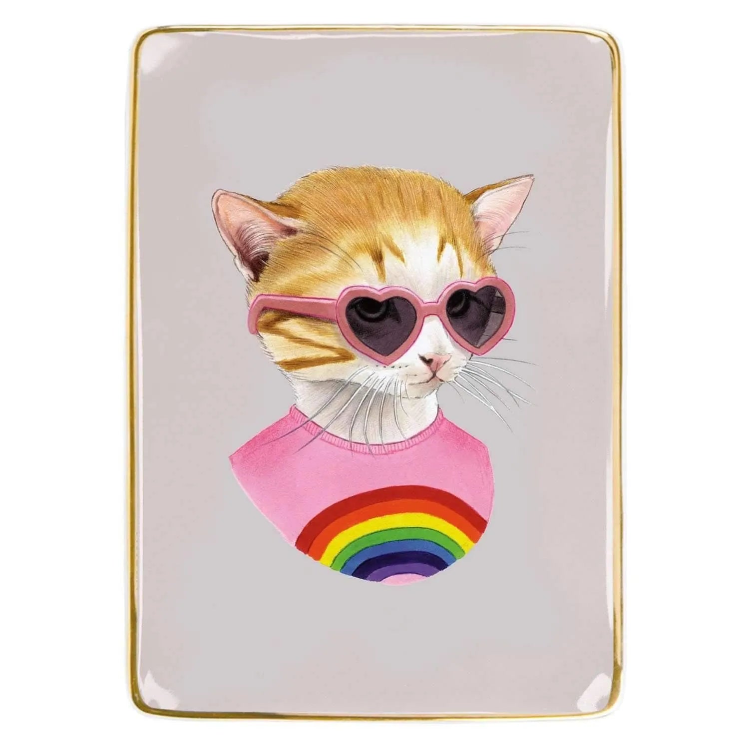 Berkley Bestiary Rainbow Kitten Porcelain Tray