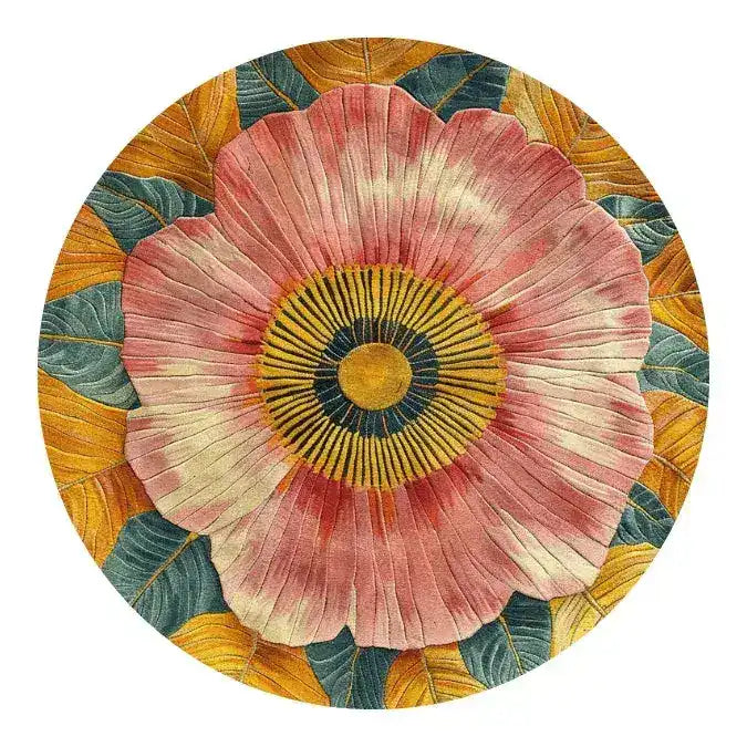 This vibrant Big Bloom Tapestry Hand Tufted Round Rug features a striking floral design, perfect for adding a touch of elegance to any space. Crafted from high-quality wool, this area rug is ideal for bedrooms, offices, or any room in need of a round rug centerpiece. Its rich colors and intricate pattern make it a standout choice for bedroom area rugs, enhancing the aesthetic with a luxurious feel.
