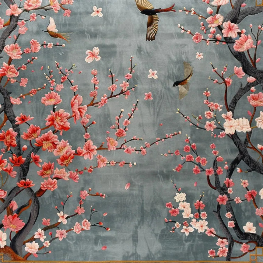 Bird and Blossom Tapestry Hand Tufted Wool Rug