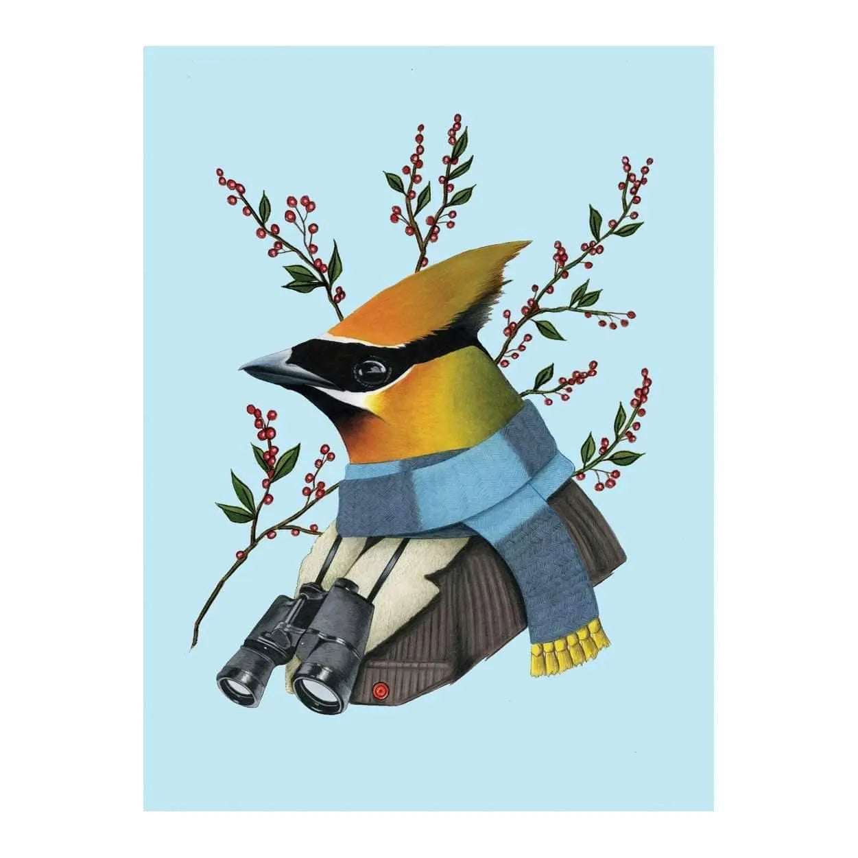 Berkley Bestiary Winter Waxwing Large Embellished Notecards