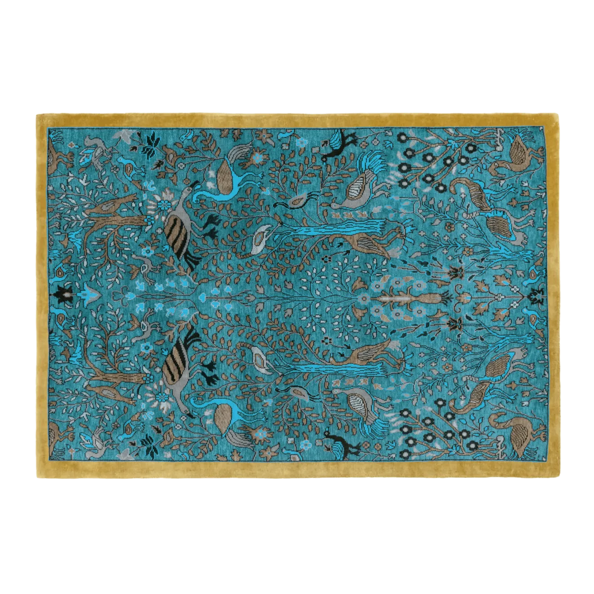 Birds of Paradise Traditional Hand Tufted Wool Rug - Blue