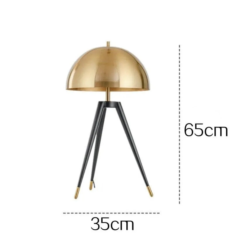 Black and Gold Tripod Mushroom Table Lamp Default Title