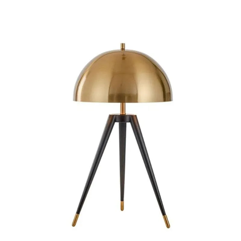 Black and Gold Tripod Mushroom Table Lamp