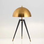 Black and Gold Tripod Mushroom Table Lamp