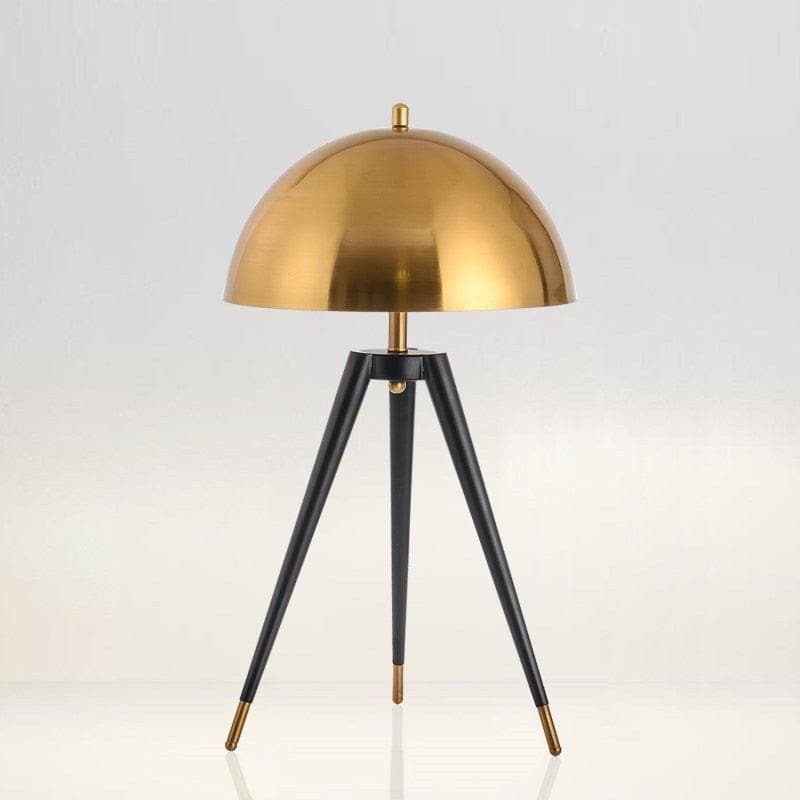Black and Gold Tripod Mushroom Table Lamp 