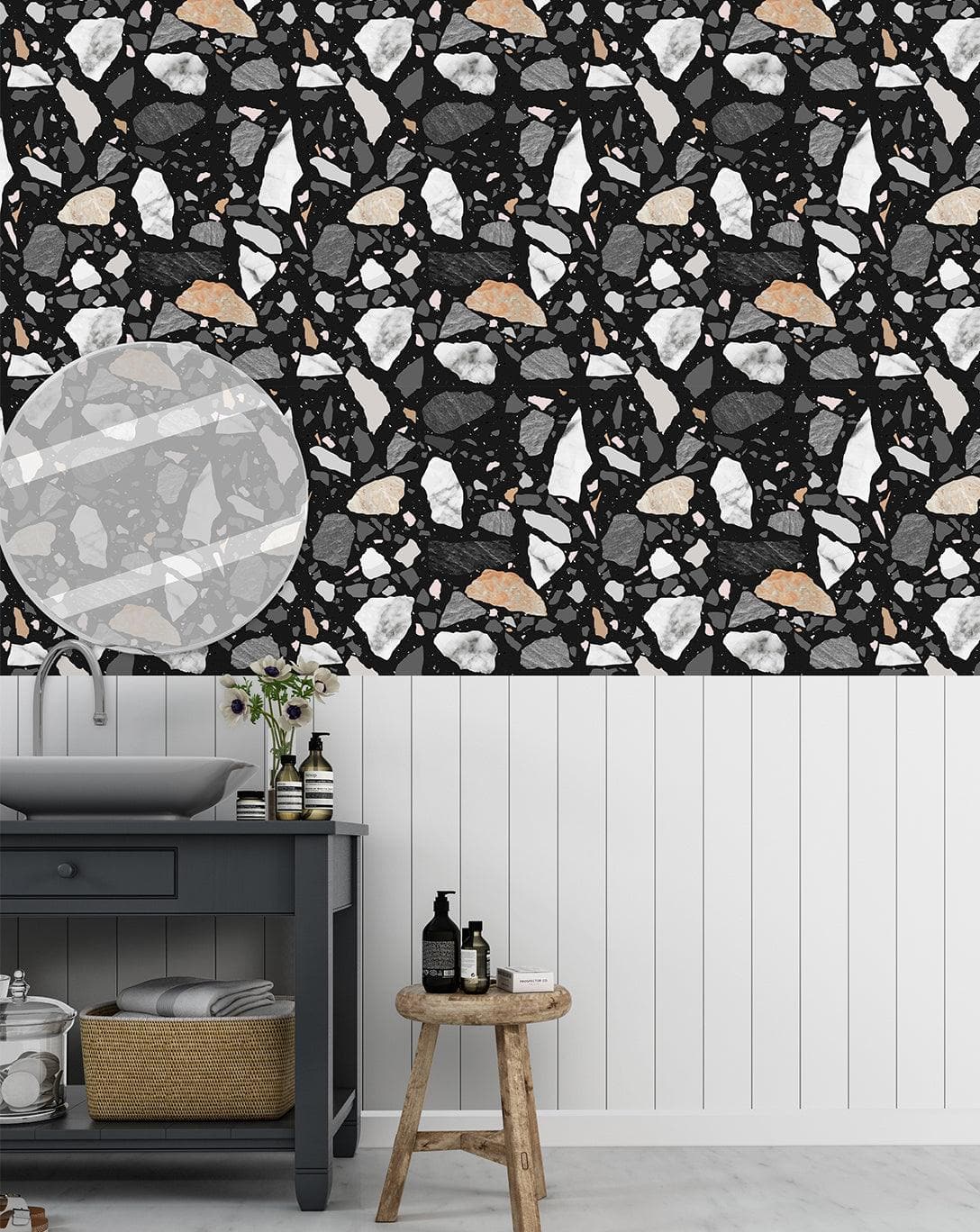Black and Gray Texture Terrazzo Self Adhesive Wallpaper Black and Gray Texture Terrazzo Self Adhesive Wallpaper Black and Gray Texture Terrazzo Self Adhesive Wallpaper 