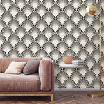 Black and White Art Deco Oversized Fans Wallpaper