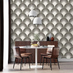 Black and White Art Deco Oversized Fans Wallpaper