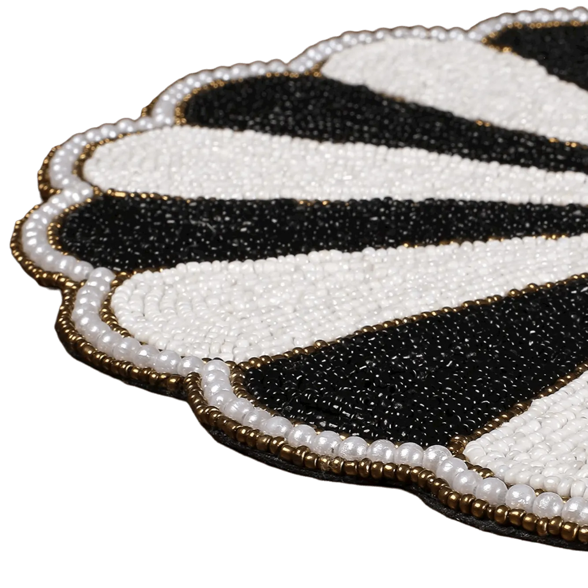 Black and White Beaded Round Placemats - Set of 4