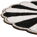 Black and White Beaded Round Placemats - Set of 4