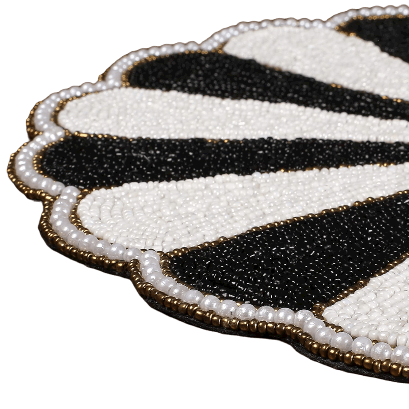 Black and White Beaded Round Placemats - Set of 4 