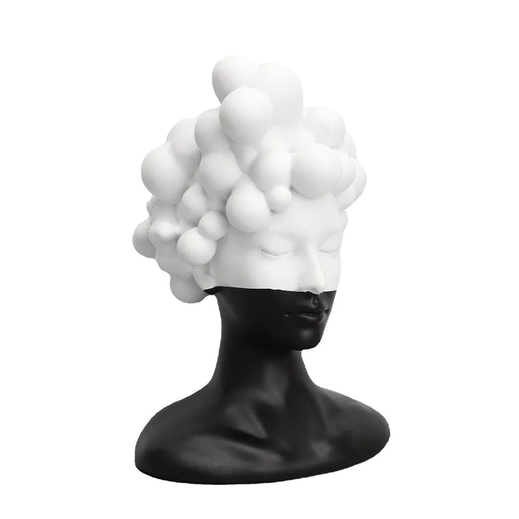 Black and White Bubble Female Head Sculpture Default Title