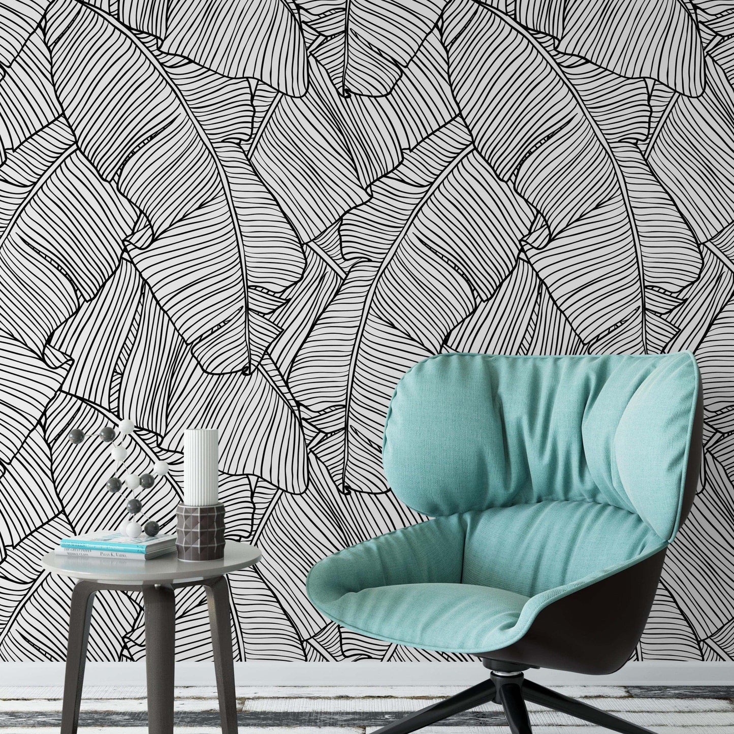 Black and White Watercolor Tropical Palm Leaves Wallpaper Black and White Watercolor Tropical Palm Leaves Wallpaper Black and White Tropical Banana Leaves Wallpaper 