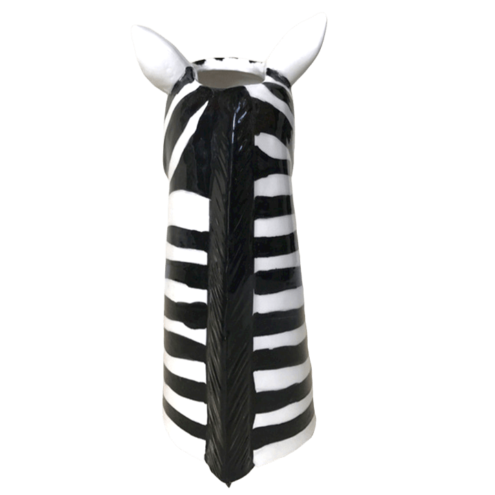 Black and White Zebra Head Ceramic Vase Black and White Zebra Head Ceramic Vase 