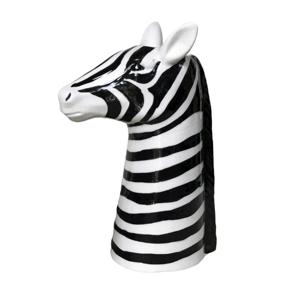 Black and White Zebra Head Ceramic Vase