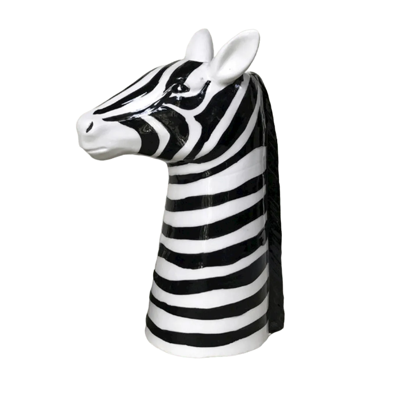 Black and White Zebra Head Ceramic Vase