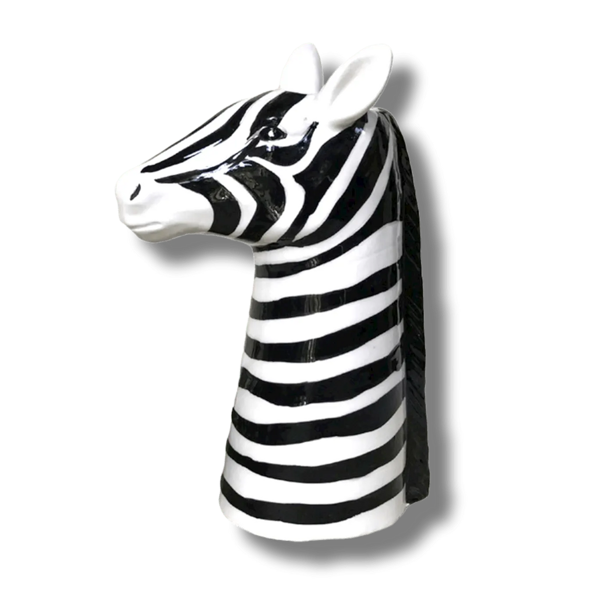 Black and White Zebra Head Ceramic Vase