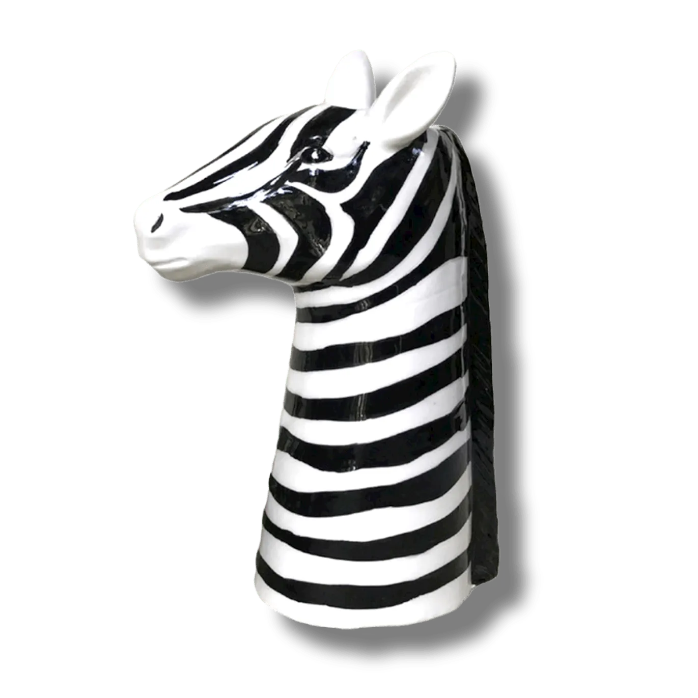 Black and White Zebra Head Ceramic Vase