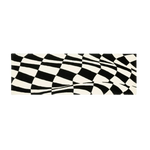 Black and White Abstract Curvy Checker Hand Tufted Wool Rug Runner