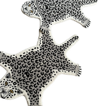 Black and White Hand Tufted Leopard Shaped Accent Wool Rug