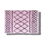 Black and Pink Diamonds Shaggy Wool Area Rug