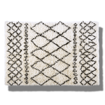 Black and White Diamonds Shaggy Wool Area Rug