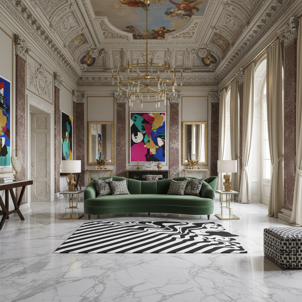 Black and White Melting Hand Tufted Wool Rug