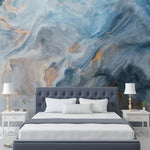 Blue Gray Abstract Marble Painting Stone Wall Mural