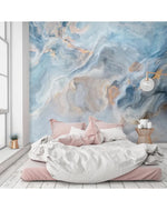 Blue Gray Abstract Marble Painting Stone Wall Mural