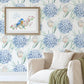 Blue Hydrangea Birds Watercolor Removable Wallpaper 