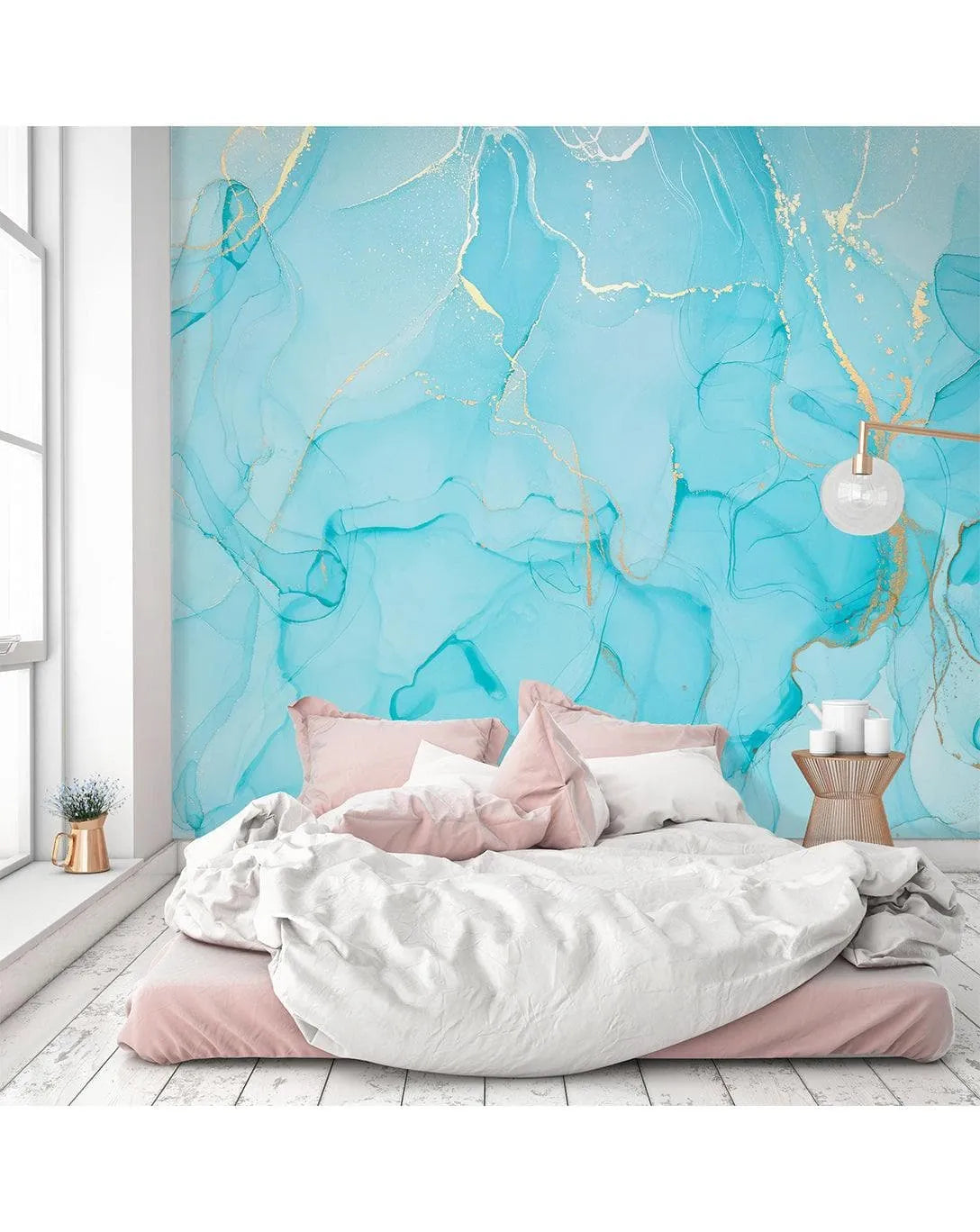 Blue Watercolor Abstract Alcohol Ink Marble Wall Mural Dcal