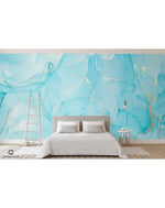 Blue Watercolor Abstract Alcohol Ink Marble Wall Mural Dcal