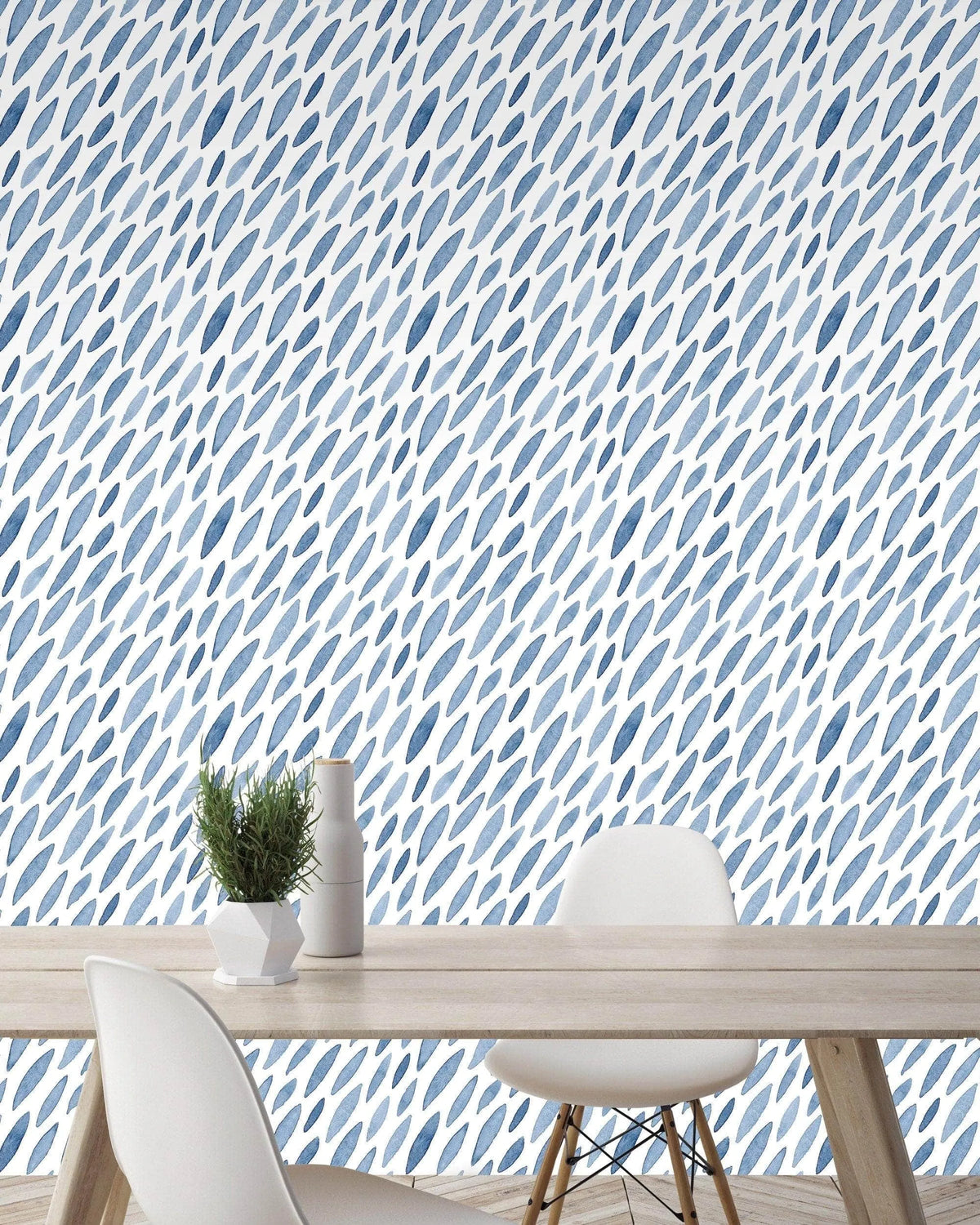 Blue Watercolor Petals Removable Wallpaper