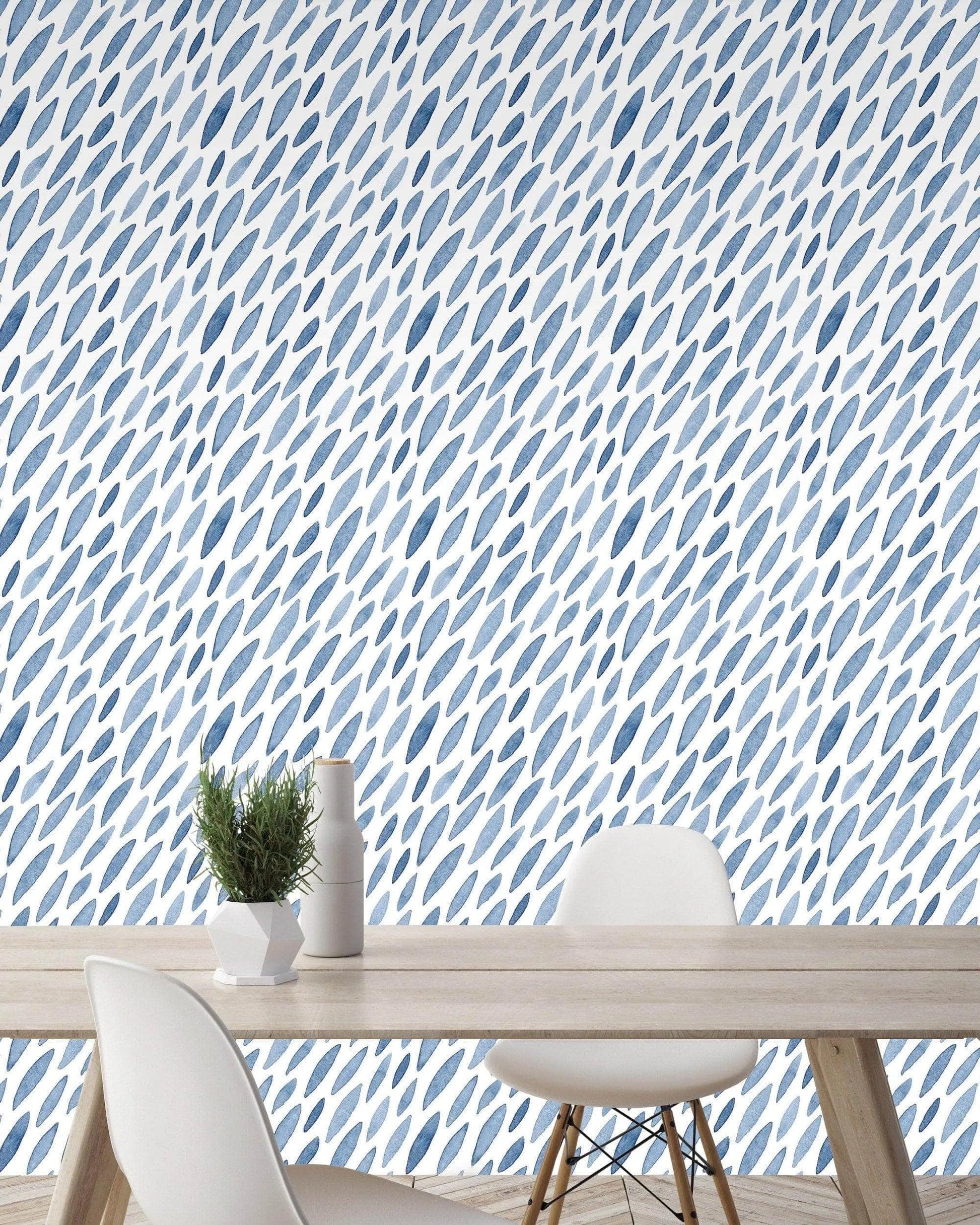 Blue Watercolor Petals Removable Wallpaper Blue Watercolor Petals Removable Wallpaper 