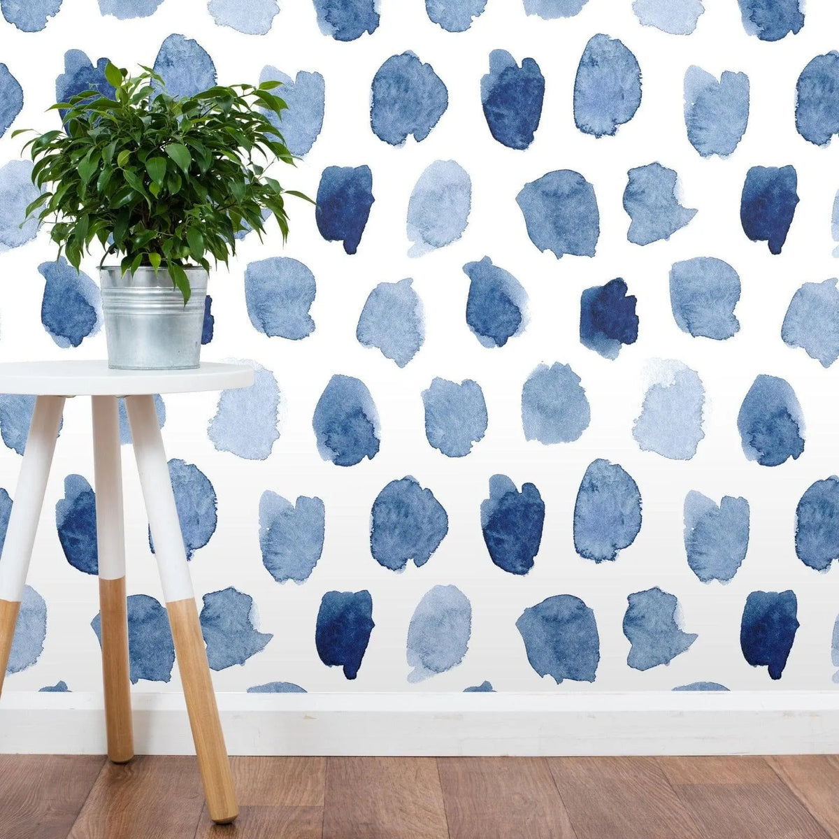 Blue Watercolor Spots Removable Wallpaper