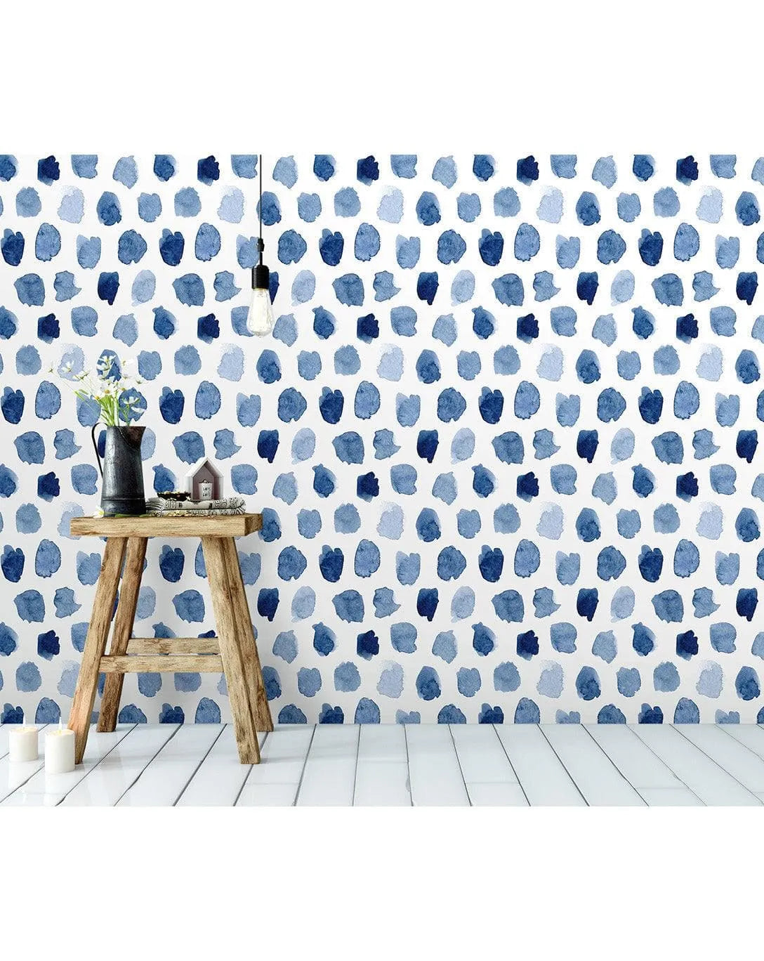 Blue Watercolor Spots Removable Wallpaper