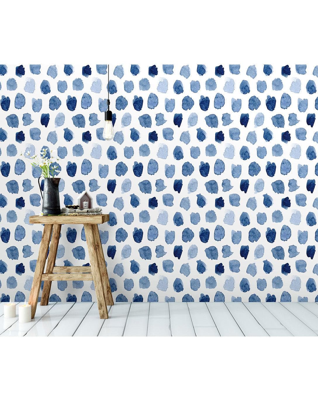 Blue Watercolor Spots Removable Wallpaper 