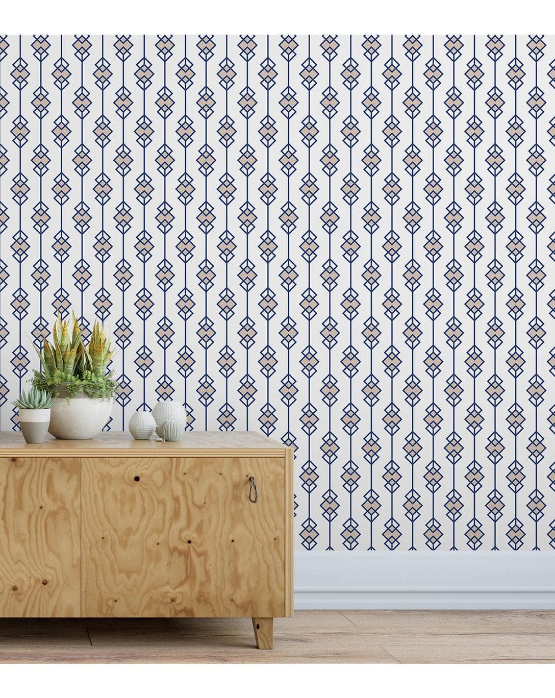 Art Deco Interlocking Diamonds Removable Wallpaper