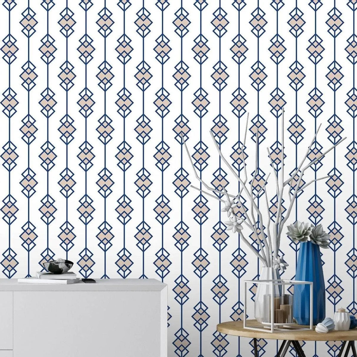 Art Deco Interlocking Diamonds Removable Wallpaper