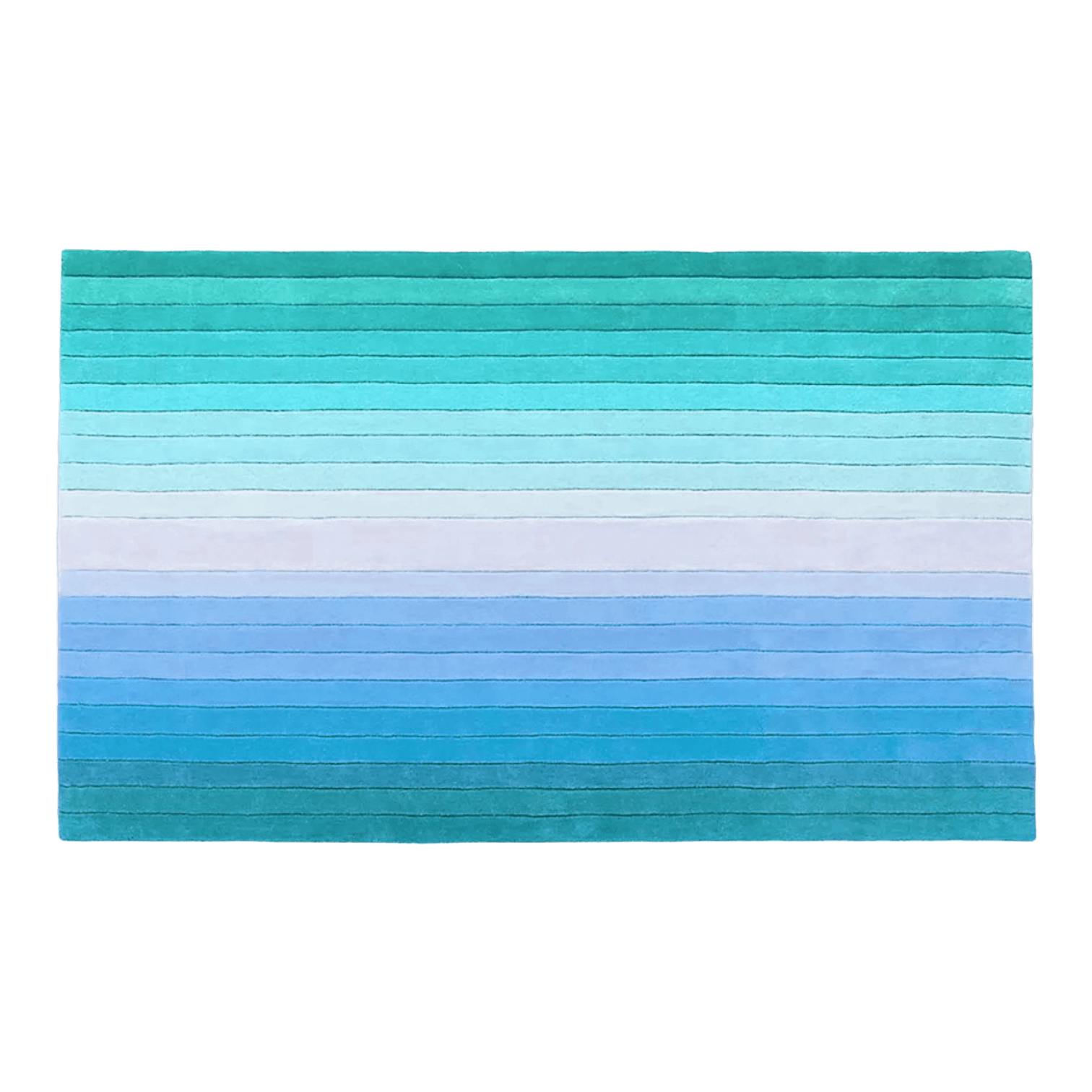 Blue and Green Ombre Stripe Hand Tufted Wool Rug