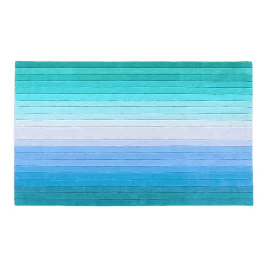 Blue and Green Ombre Stripe Hand Tufted Wool Rug