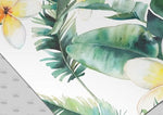 Green and White Hawaii Floral and Palm Leaves Tropical Wallpaper