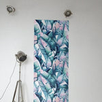 Blue and Pink Banana Leaves Watercolor Wallpaper