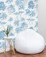 Blue and White Chinoiserie Tiger Pagoda Wallpaper 