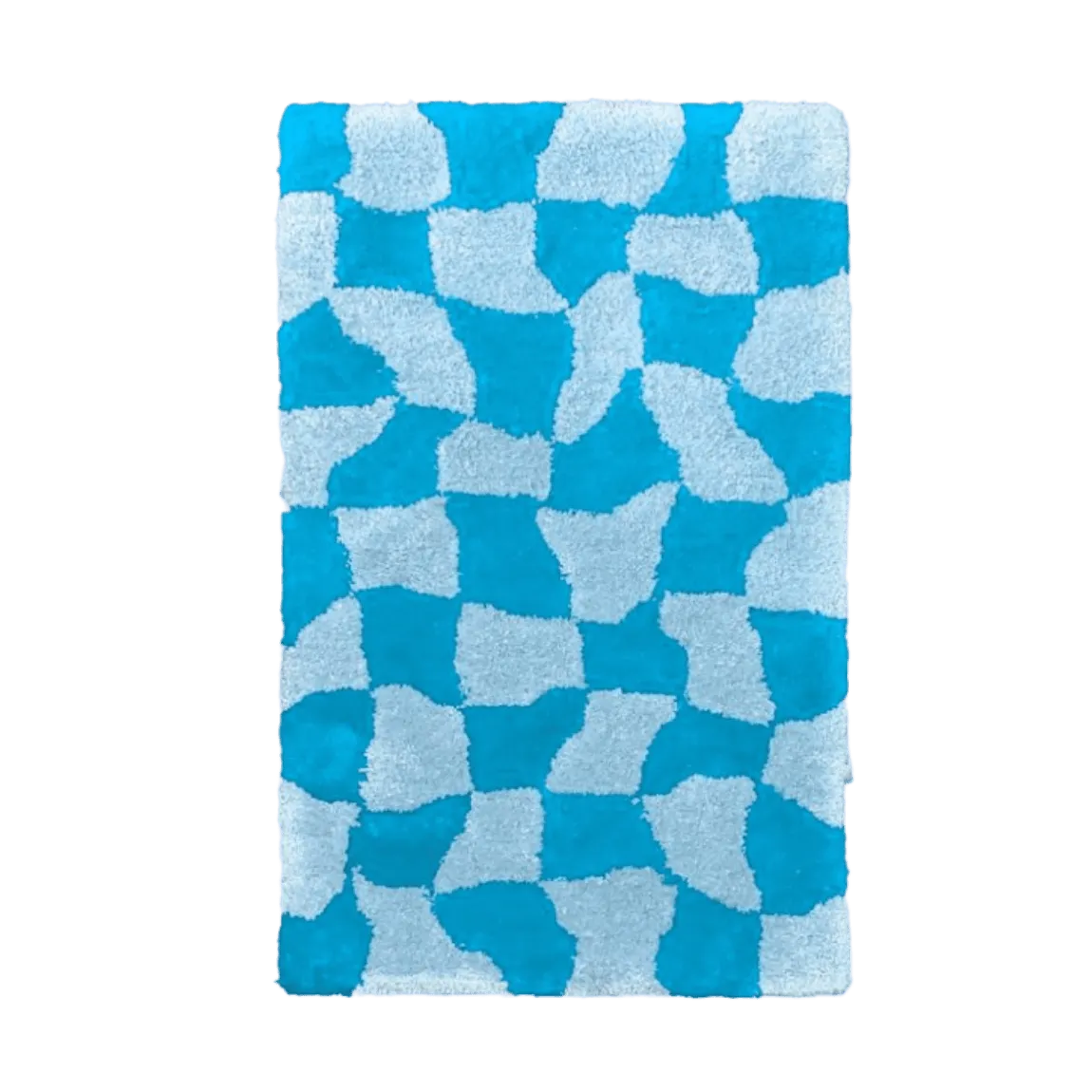 Blue Abstract Checker Hand Tufted Wool Rug