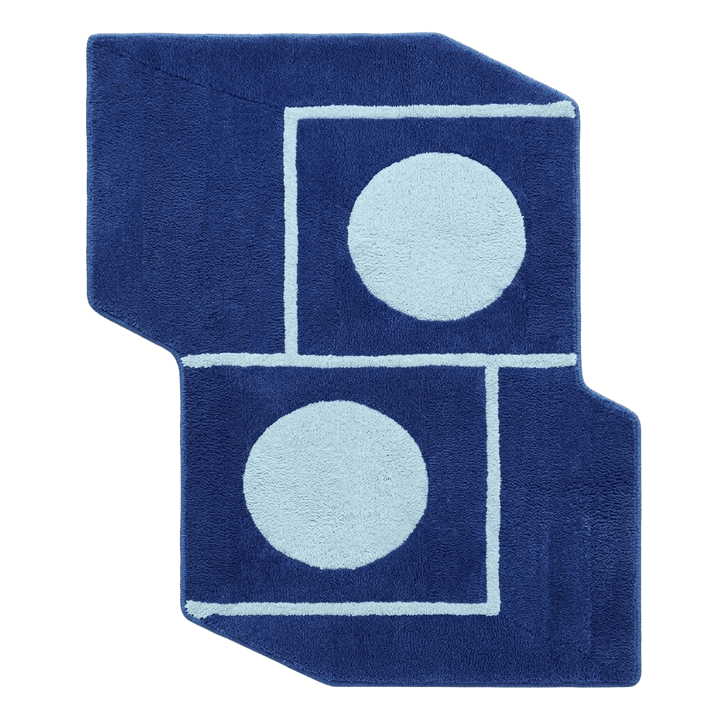 Blue Orbit Blocks Hand Tufted Rug - MAIA HOMES